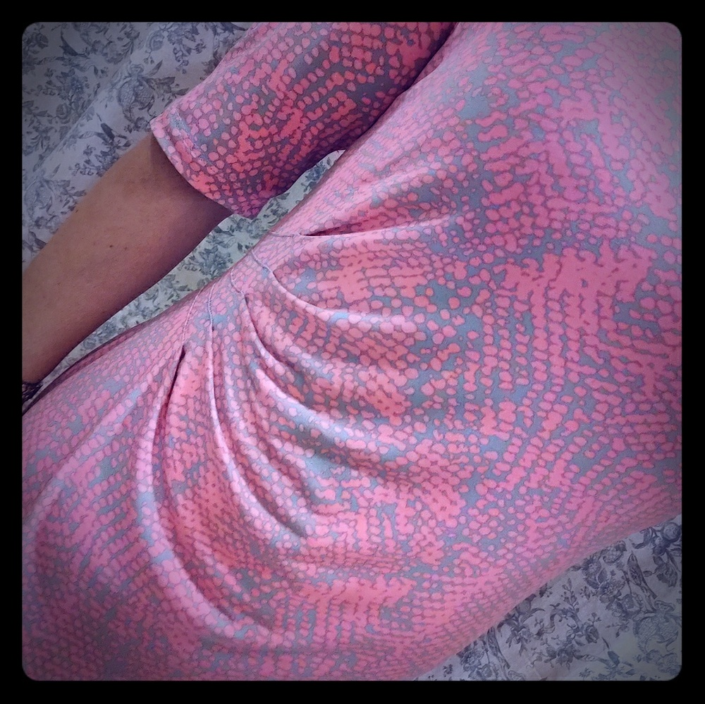 Coral and grey dress